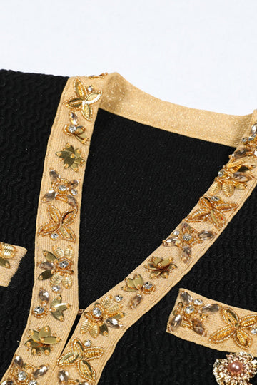 Black 2 Piece Women Suits with Rhinestones